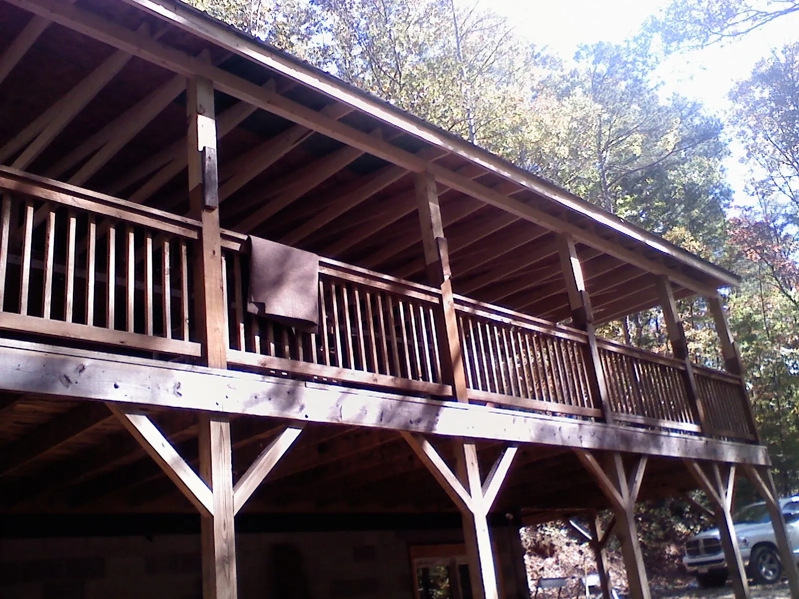 Timber framing under a new elevated porch and deck — Roof Leak Repair in Streator by Roofing Brothers